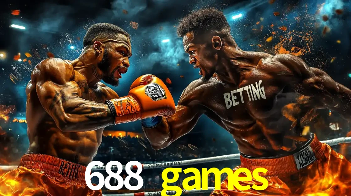 Dois boxeadores em uma luta intensa e explosiva, representando a adrenalina e as oportunidades de apostas em esportes de combate disponíveis na plataforma 688 games.