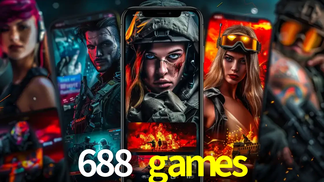 Montagem de telas de celular mostrando diversos personagens, masculinos e femininos, de um jogo de tiro, ilustrando a diversidade de equipes de e-sports para apostar no 688 games.