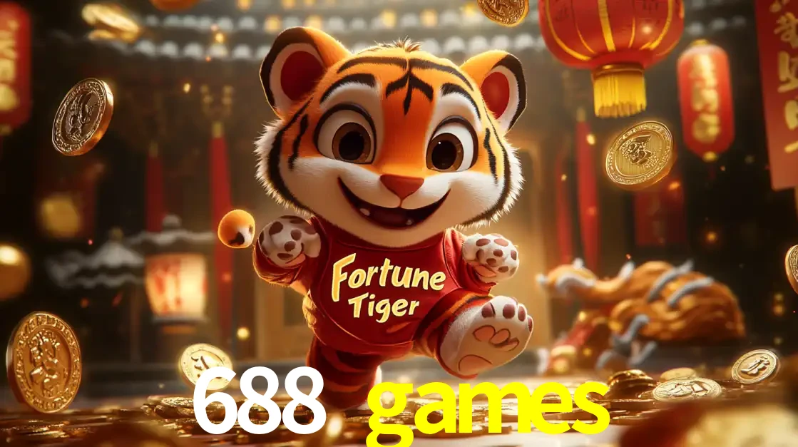 O alegre personagem do Fortune Tiger correndo sobre um caminho de moedas de ouro, simbolizando os grandes prêmios e a diversão do popular jogo de slot do 688 games.
